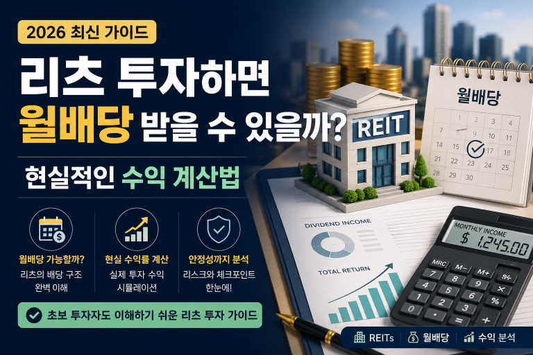 리츠 월배당 가능할까? 현실적인 수익 계산법 (2026)