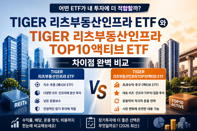 TIGER 리츠부동산인프라 ETF의 Passive와 ACTIVE 차이점은? 장기투자에 더 좋은 선택 (2026 최신)