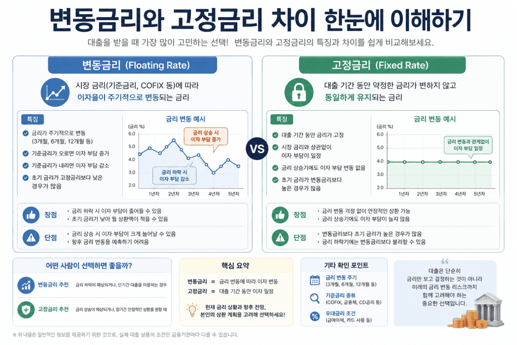 기준금리 인상 시 변동금리와 고정금리 차이