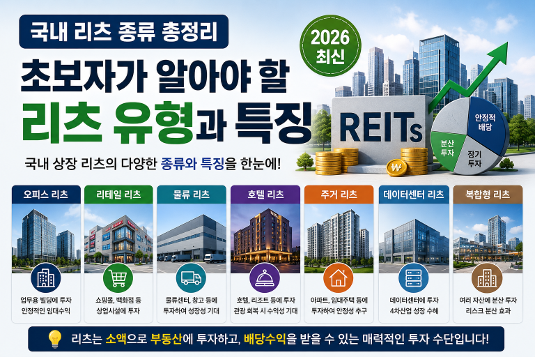 국내 리츠 종류 총정리｜초보자가 알아야 할 리츠 유형과 특징 (2026 최신)