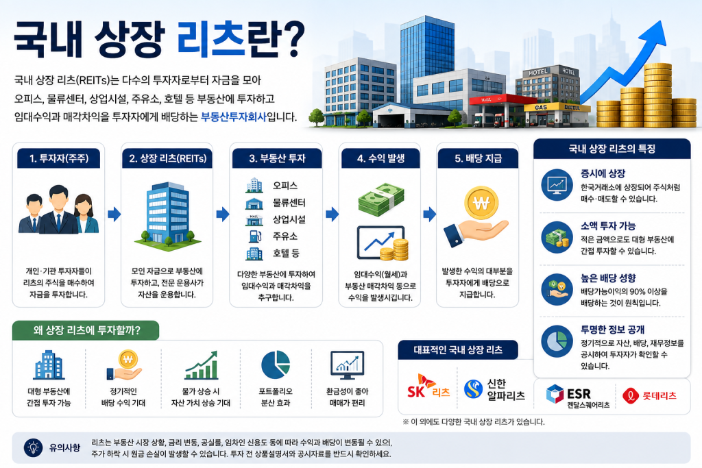 국내 상장 리츠란? 부동산 투자 구조와 배당수익 및 주요 특징
