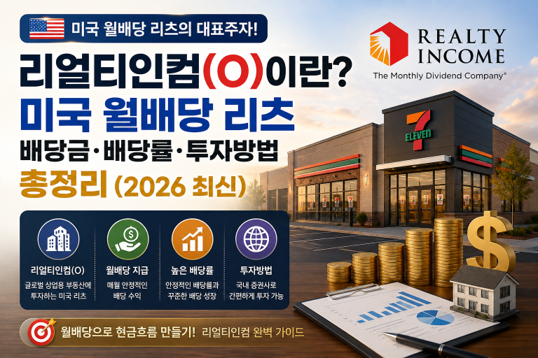 리얼티인컴(O)이란? 미국 월배당 리츠 배당금·배당률·투자방법 총정리 (2026 최신)