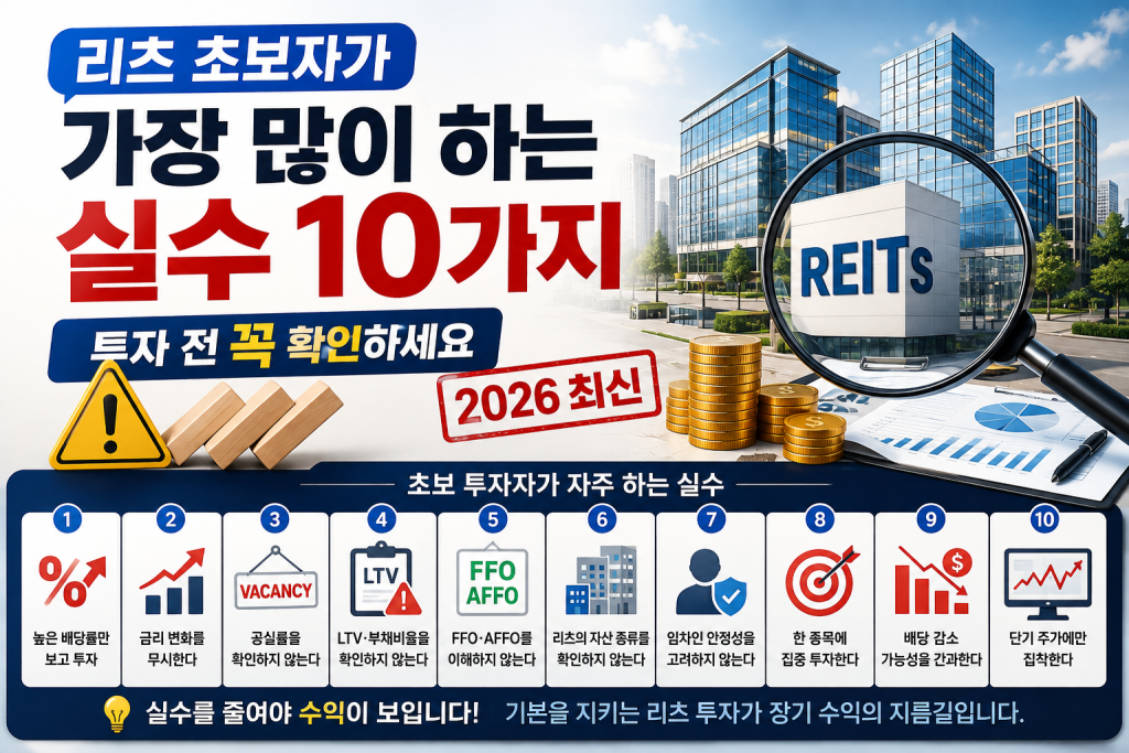 리츠 초보자가 가장 많이 하는 투자 실수 10가지와 주의사항