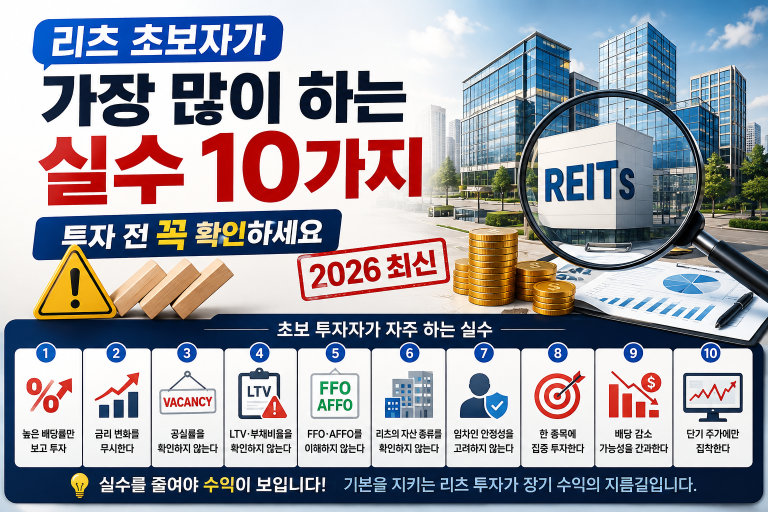 리츠 초보자가 가장 많이 하는 실수 10가지｜투자 전 꼭 확인하세요 (2026 최신)