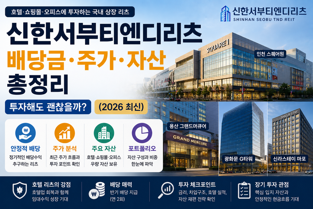 신한서부티엔디리츠 배당금 주가 주요 자산과 2026년 투자 전망을 정리한 대표 이미지